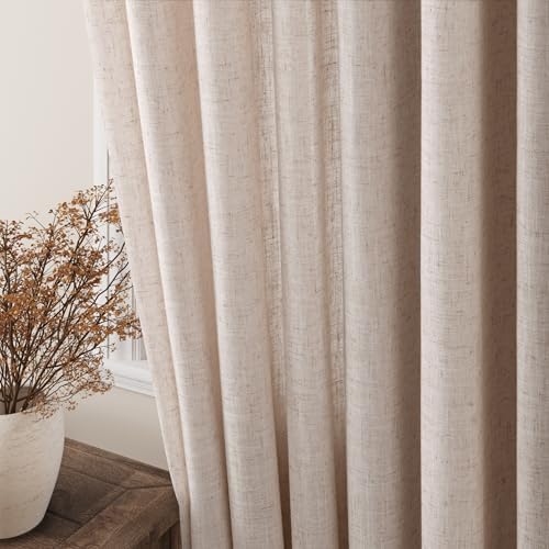 Nanspring Linen Curtains 84 Inches Long for Living Room Grommet
