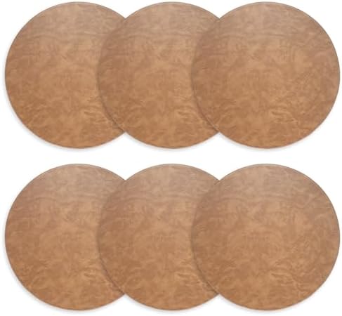 Placemats Set of 6 – Round 15” Faux Leather Table Mats for Dining