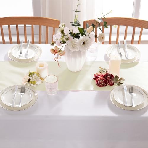 MILVOWOC Beige Satin Table Runners, 10 Pack, 12 x 108 Inch