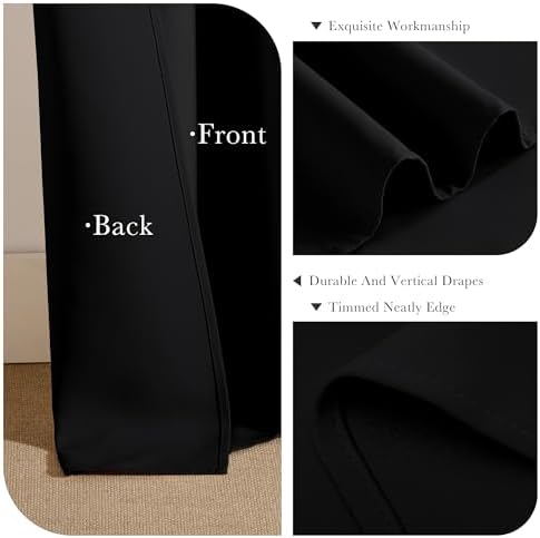 PONY DANCE Black Out Curtains 96 inch Long, 52 Inch Wide, 2 Panels