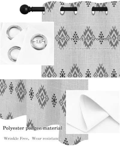 Diamond Pattern Curtains 63 inches Long for Living Room Bedroom
