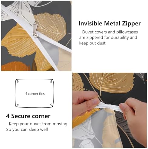 Double-Sided Printed Bedding with Minimalism Leaves Plants