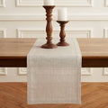 Solino Home 100% Linen Table Runner, 14 x 90 in, Natural and White