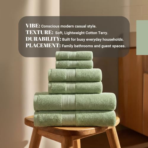 SUPERIOR Eco-Friendly Cotton 8-Piece Towel Set, Bathroom, Shower
