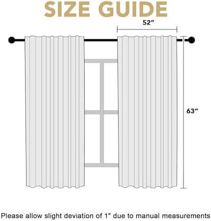H.VERSAILTEX Upgraded 100% Blackout Curtains 63 Inches Long Back Tab