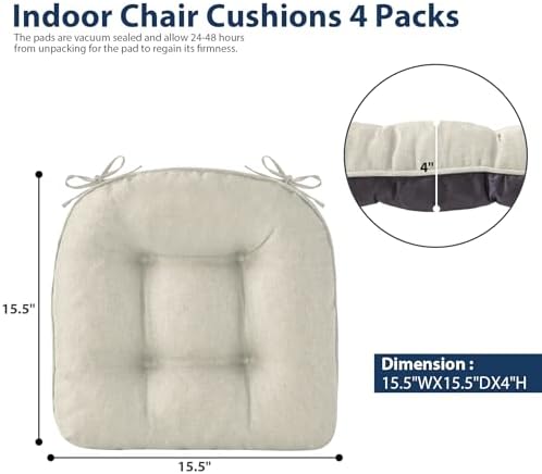 IASEAHK Chair Cushions for Dining Chairs, 15.5" x 15.5" x 4", Beige