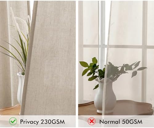 MIULEE Non-See-Through Privacy Linen Curtains 52W x 96L Inch Taupe