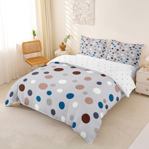 Castle Fairy Polka Dots Kids Duvet Cover Set King Size,Circle Dot