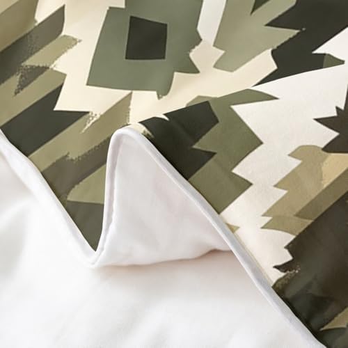 jejeloiu Bohemian Pattern Duvet Cover 100% Cotton Queen Size Green