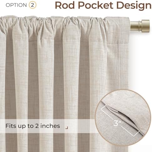 INOVADAY 100% Blackout Linen Curtains for Bedroom 50x63 Inches Cream