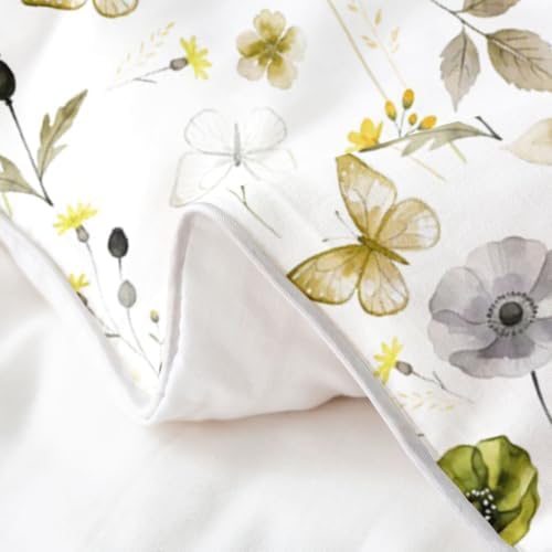 Erosebridal Wildflower Duvet Cover Set Olive Yellow Cream Butterfly