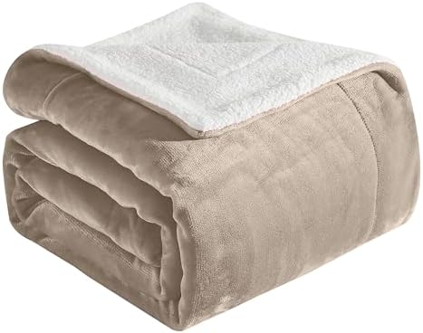 Elegant Comfort Ultra Soft Reversible Flannel Sherpa Blanket - Cozy