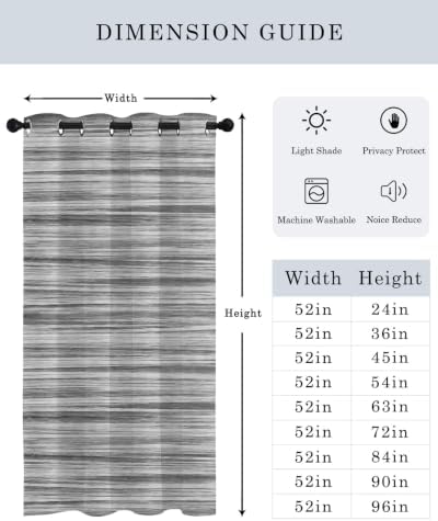 Gray Striped Curtains 63 inches Long for Living Room Bedroom Boho Ash