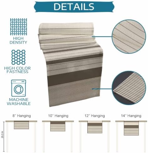 Brown Beige Striped Table Mats Set of 6 with Table Runner 90 Inches