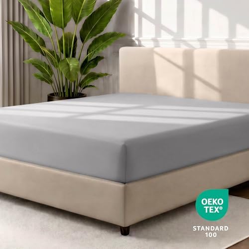 Bare Home King Fitted Sheet - 1800 Ultra-Soft (King, Light Grey)