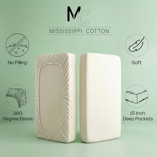 2-Pack Queen Fitted Sheet, 100% Cotton Sheets, Percale Cotton Weave