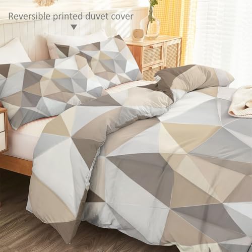 Soft Microfiber Duvet Cover Abstract Geometric Polygon - Queen Size