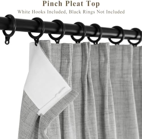 108in Long Linen Light Filtering Curtains 2 Panels 25"Wx108L Grey