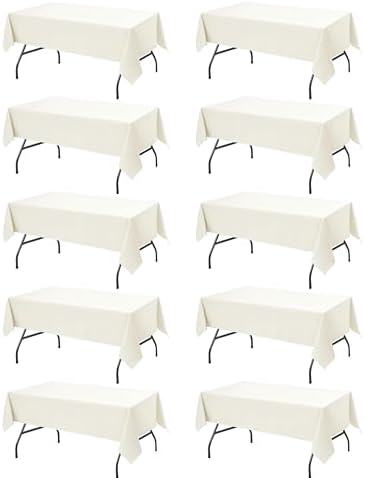 10-Pack Ivory Tablecloths for Rectangle Tables, 60 x 102 Inches