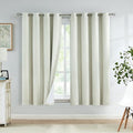 Urban Lotus Beige Linen Textured Full Blackout Curtain Panels