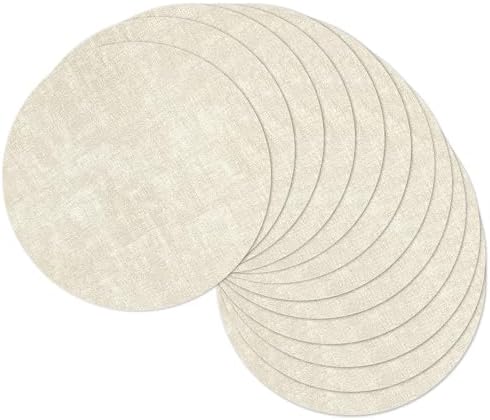 13" Round Placemats Set of 12, Reversible Faux Leather Wipeable Table