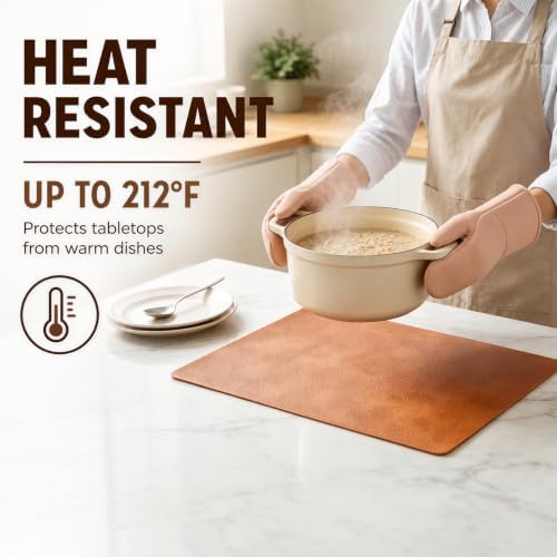 Bacgnyer Placemats Set of 6, Faux Leather Wipeable Washable, Ginger