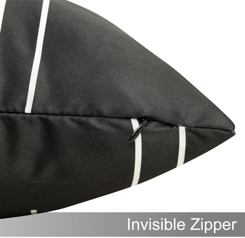 Adabana Set of 4 Outdoor Waterproof Pillow Covers 18x18 Black and