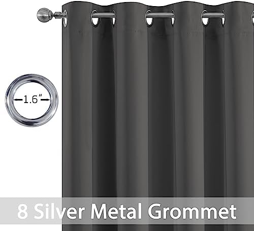 Yakamok Room Darkening Curtains 52x108 inch Long Charcoal Grey-Living