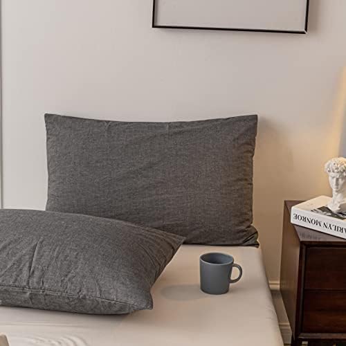 Janlive Washed Cotton Duvet Cover Full Ultra Soft 100% Cotton Solid