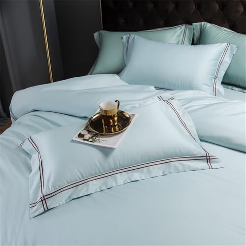 Luxury Embroidered Duvet Cover Set 4 Piece Nordic Solid Color Soft