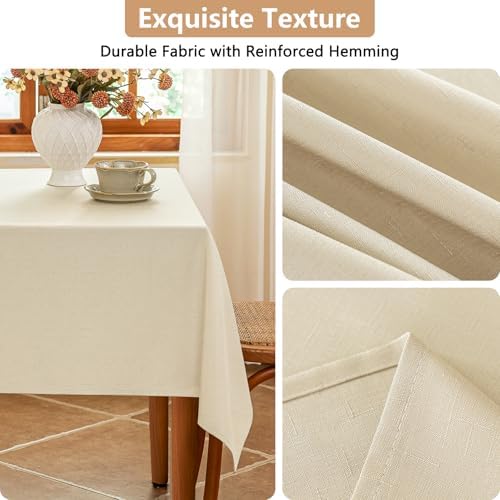 Seenus Textured Fabric Table Cloth for 8 Foot Rectangle Table, Water