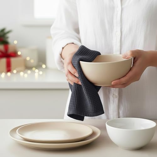 PurpleEssences Solid Kitchen Cloths, Dish Towel 15x25 Set of 4