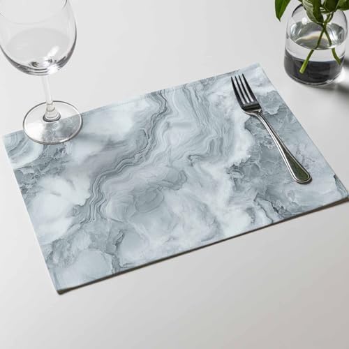 Placemats Set of 8, Abstract Gray Water Ripple Stripe Washable Table