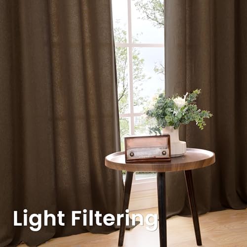 BGment Brown Linen Curtains 95 Inches Long for Living Room