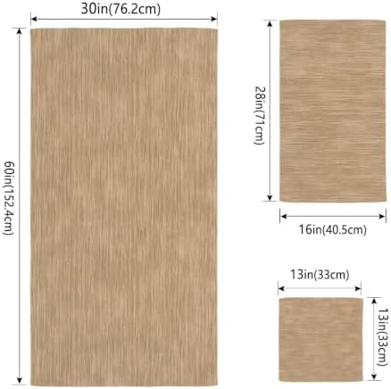 Bath Towels Set of 3 Khaki Linen Weave Bath Towel Hand Towel Washcloth
