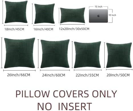 Fancy Homi Set of 2 Dark Green Decorative Throw Pillow Covers 22x22