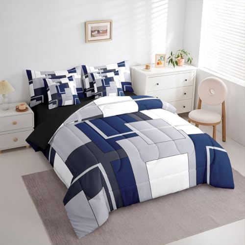 Feelyou Abstract Comforter Set Queen Size 7 Pieces Neutral Art Bedding