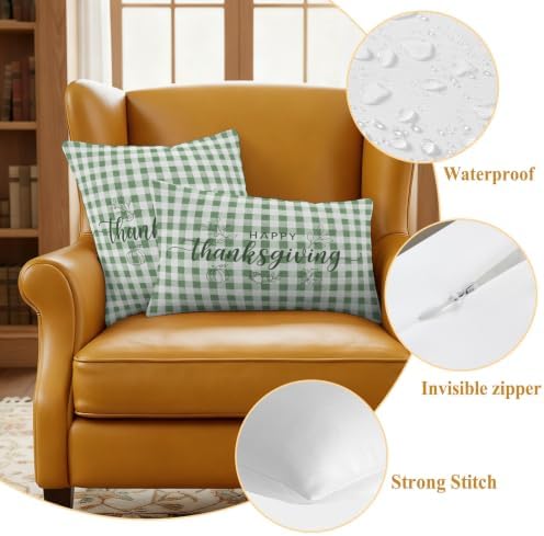 Happy Thanksgiving Waterproof Outdoor Pillow Covers 18''x18'' Set of