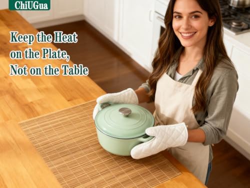 8-Pack Bamboo Placemats,Woven Heat-Resistant Rectangular Table