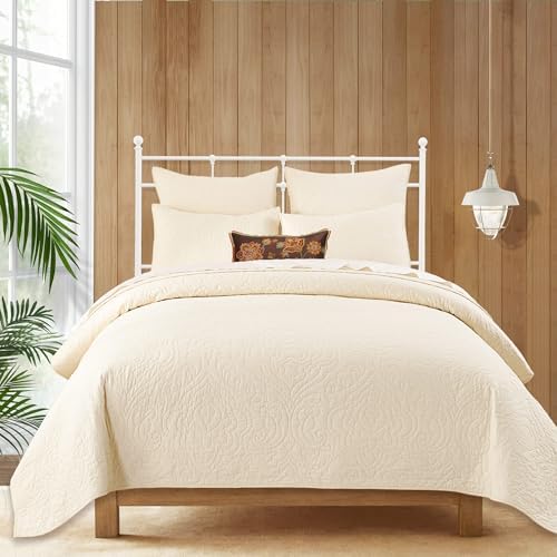 Querencia 100% Cotton Quilt Set - Cream Quilt, Lightweight Comforter