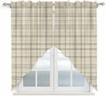 Beige Grid Gingham Swag Valance Curtains Abstract Modern Minimalist