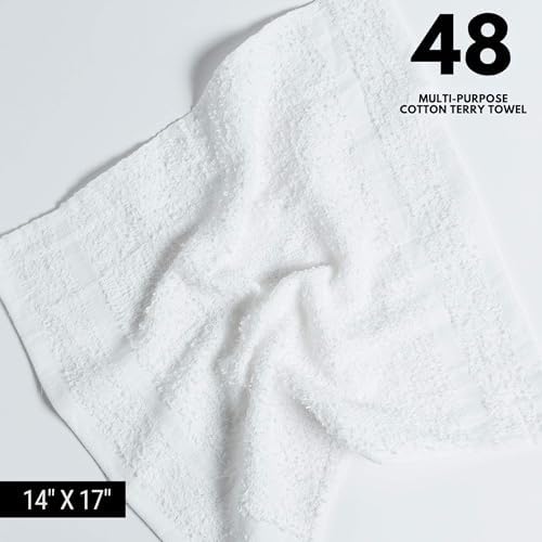 (48-Pack) Cotton Terry Cleaning Towels 14x17 | 100% Cotton