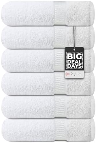 Infinitee Xclusives Premium White Hand Towels 6 Pack, 16x28 Inches