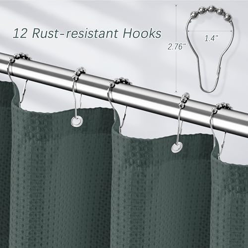 Extra Long Shower Curtain, 96 Inch Long Waffle Weave Heavy Duty Thick