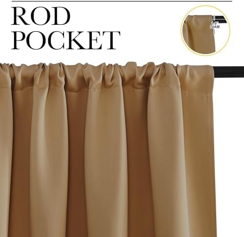 NICETOWN Bedroom Window Curtain Panels, Gold Brown, 2 Panels, 62 in x