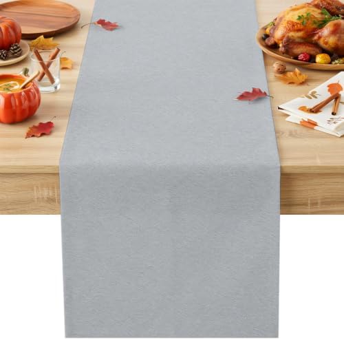 Silver Gray Table Runner 120 inches Long Boho Light Gray Solid Modern