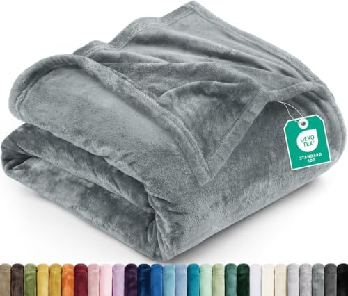 Utopia Bedding Soft Fleece Bed Blanket Queen Size Ash Grey
