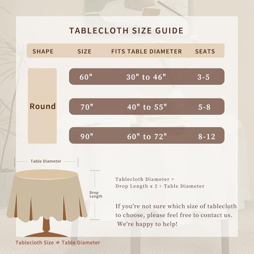 Round Linen Tablecloths 100% Pure French Linen Tablecloth 70''