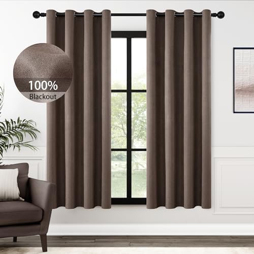 ChrisDowa Brown Blackout Curtains 72 Inches Long 2 Panels for Bedroom