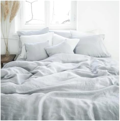 100% Linen Duvet Cover with Button Closures, Natural Flax Solid Colors